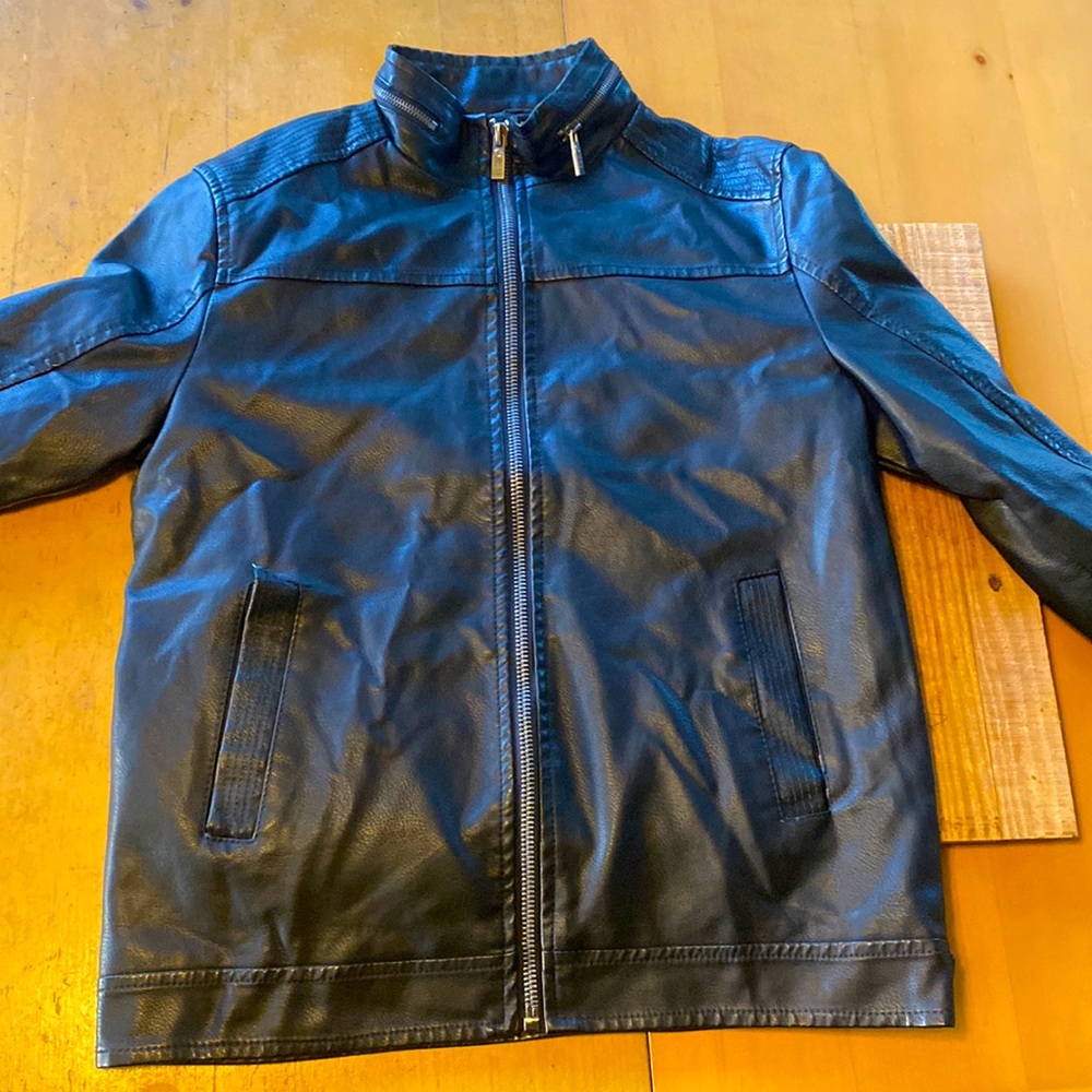 Leather denim jacket